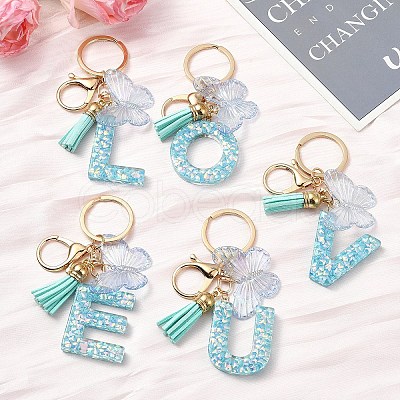 Resin & Acrylic & Faux Suede Tassel Keychain X1-KEYC-YW00117-01-1
