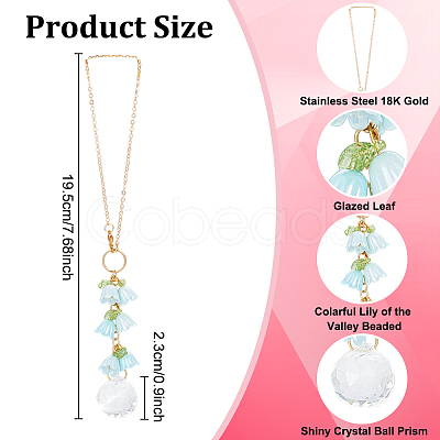 Glass & Resin Lily of the Valley Car Hanging Ornaments HJEW-DR00053-1