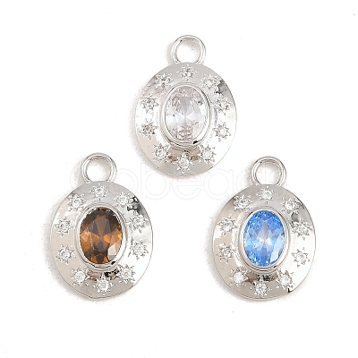 Brass Micro Pave Cubic Zirconia Pendants KK-Z151-16P-1