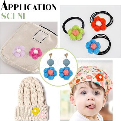 14Pcs 7 Colors Wool Needle Felting Flower Crafts DIY-FG0003-06-1