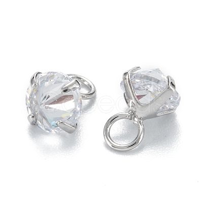 Brass Clear Cubic Zirconia Charms ZIRC-G170-12-1