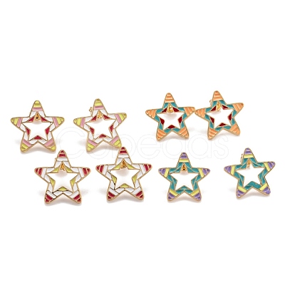 Brass Enamel Stud Earrings EJEW-F264-01-G-1