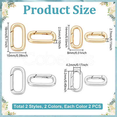 8Pcs 4 Styles Brass Spring Gate Rings KK-UN0005-38-1