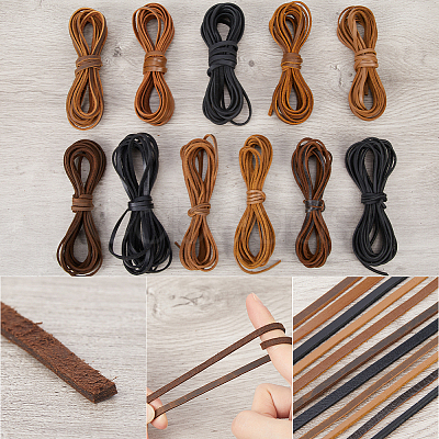 Flat Cowhide Leather Jewelry Cord LC-GF0001-10B-03-1