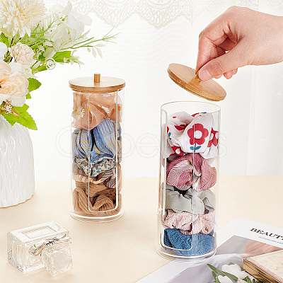 Transparent Acrylic Cotton Ball Swab Storage Canister MRMJ-WH0086-07-1