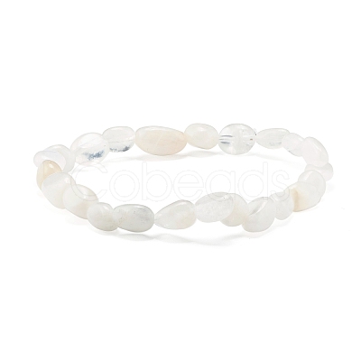 Natural Rainbow Moonstone Nuggets Beads Stretch Bracelet for Her BJEW-JB06951-09-1