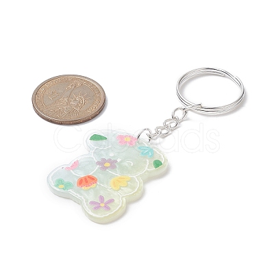 Bear/Rabbit Printed Opaque Acrylic Pendant Keychain KEYC-JKC00482-1