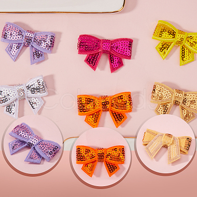 32Pcs 16 Colors Sequin Leather Bowknots DIY-GF0009-91-1