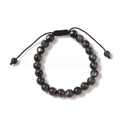 8mm Round Natural Larvikite Braided Bead Bracelets BJEW-C067-01B-07-1