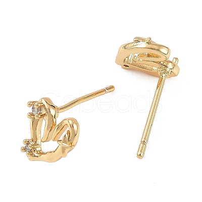 SHEGRACE Brass Micro Pave Cubic Zirconia Stud Earring XGRQ4N050-705G-1