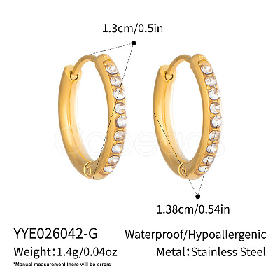 304 Stainless Steel Micro Pave Cubic Zirconia Huggie Hoop Earrings for Women IV7496-3-1