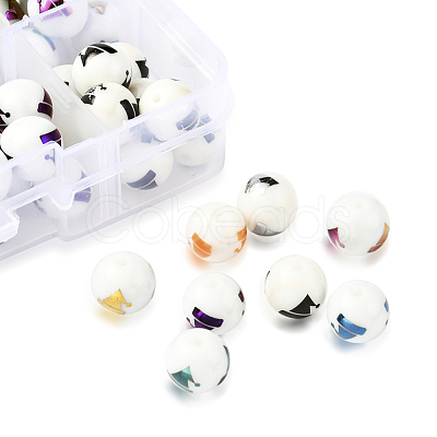 80Pcs 8 Colors Christmas Opaque Glass Beads EGLA-YW0001-06-1