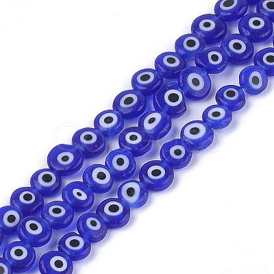 Handmade Evil Eye Lampwork Beads Strands X1-LAMP-S191-02A-03-1