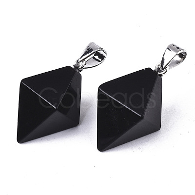 Natural Black Stone Double Terminated Pointed Pendants G-S359-093A-1