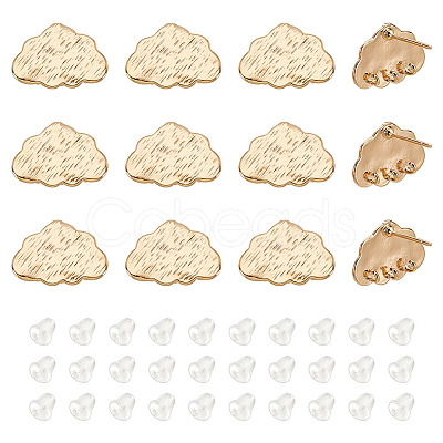 12Pcs Cloud Shape Brass Stud Earring Findings KK-GO0001-65-1