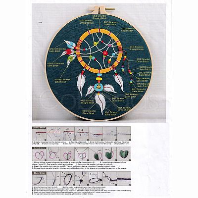 DIY Woven Net/Web with Feather Pattern Embroidery Kit DIY-O021-20-1