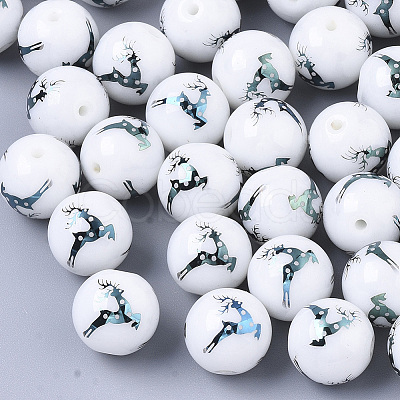 Christmas Opaque Glass Beads X-EGLA-R113-03E-1