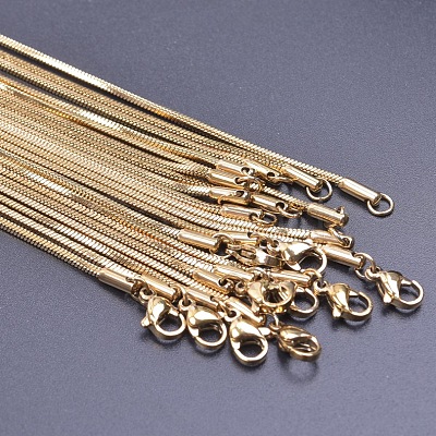 1.5mm 304 Stainless Steel Square Snake Chain Necklaces TW4888-3-1