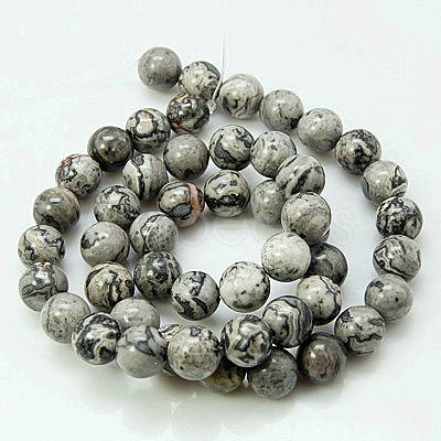 Natural Map Stone/Picasso Stone/Picasso Jasper Beads Strands G-G047-4mm-1