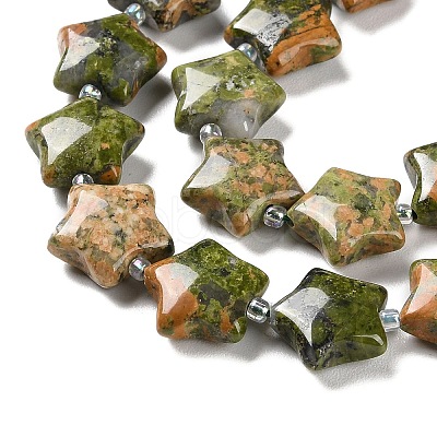 Natural Unakite Beads Strands G-NH0005-014-1