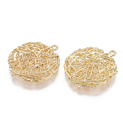 Brass Filigree Pendants X-KK-T038-106G-1
