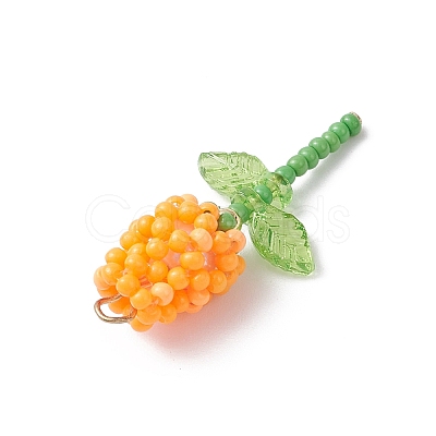 Glass Seed Beaded Rose Pendants PALLOY-MZ00959-01-1