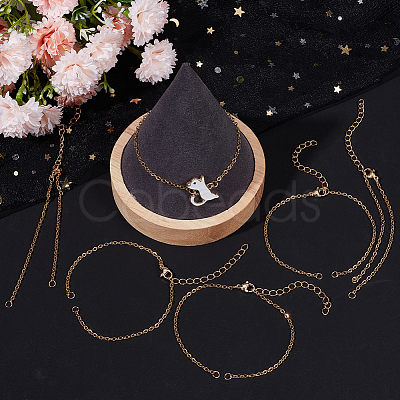 10Pcs 304 Stainless Steel Cable Chain Bracelet Making AJEW-BBC0002-11-1