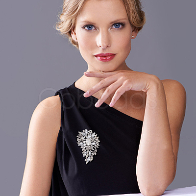4Pcs 4 Style Rhinestone Flower Brooch Pins JEWB-AN0001-04-1