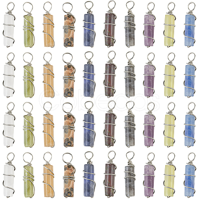 40Pcs 10 Styles Natural Mixed Gemstone Pendants G-SC0003-10-1