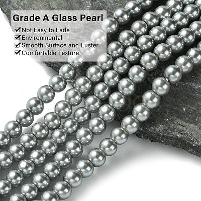 Eco-Friendly Dyed Glass Pearl Beads Strands HY-A008-6mm-RB031-1