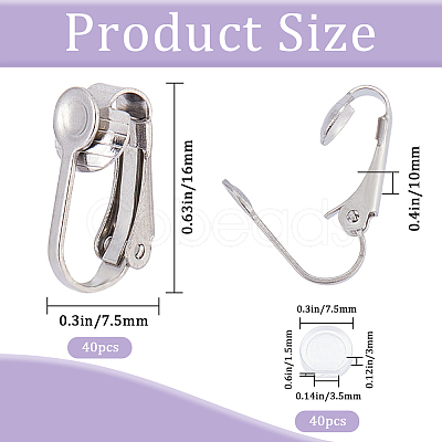 40Pcs 304 Stainless Steel Clip-on Earring Findings STAS-SP0001-23P-1
