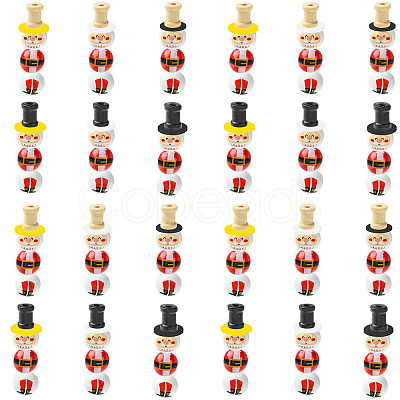 120Pcs 8 Styles Christmas Santa Claus Theme Spray Painted Schima Wood Beads WOOD-CJ0002-60-1