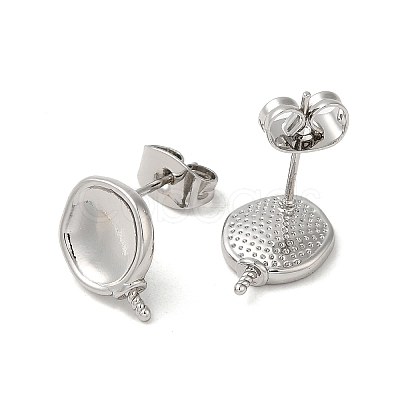 Twist Flat Round Brass Stud Earring Findings KK-M270-35P-1