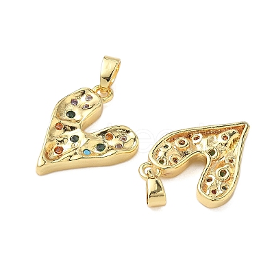 Brass Micro Pave Clear Cubic Zirconia Pendants KK-B139-03G-1