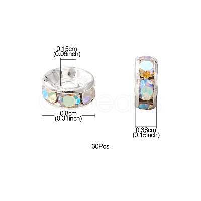 Brass Rhinestone Spacer Beads RB-YW0001-04D-02S-1