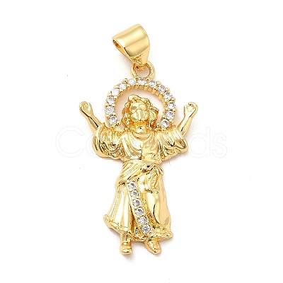 Rack Plating Brass Micro Pave Cubic Zirconia Pendants KK-K270-34G-1