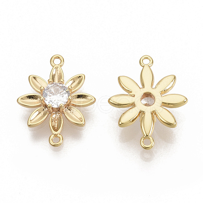 Brass Cubic Zirconia Links connectors KK-T050-25G-NF-1
