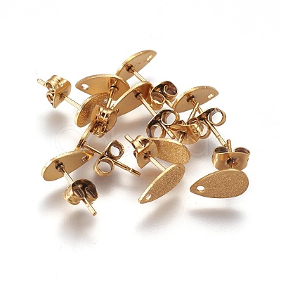 Ion Plating(IP) 304 Stainless Steel Stud Earring Findings STAS-O119-12B-G-1