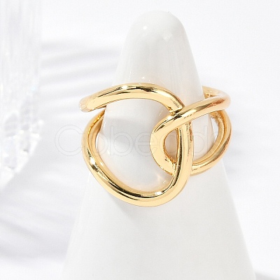 Hollow Brass Open Cuff Rings for Women RJEW-G343-08G-1