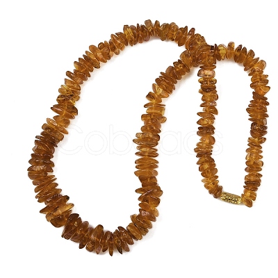 Natural Amber Chip Beaded Necklaces NJEW-L466-03A-1