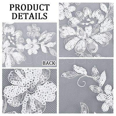 Flower Polyester Embroidery Sew on Appliques PATC-WH0012-32C-1