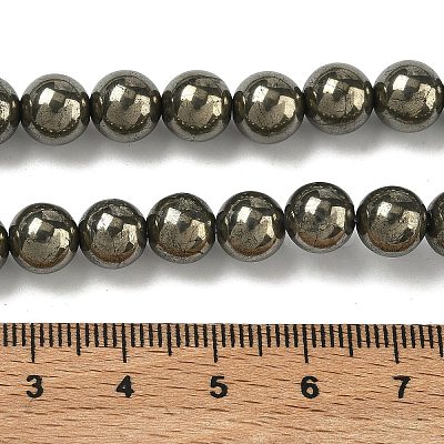 Natural Gold Pyrite/Golden Pyrite Beads Strands X-G-G459-B01-8mm-1