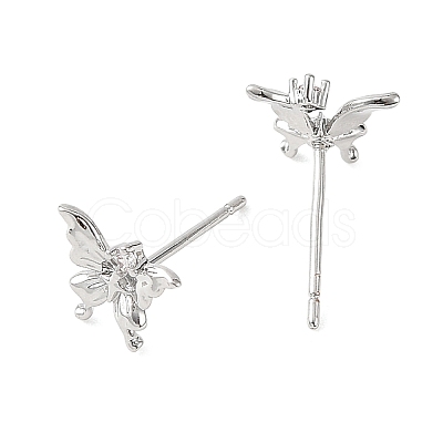 SHEGRACE Brass Micro Pave Clear Cubic Zirconia Stud Earrings XGRQ4N863-725P-1