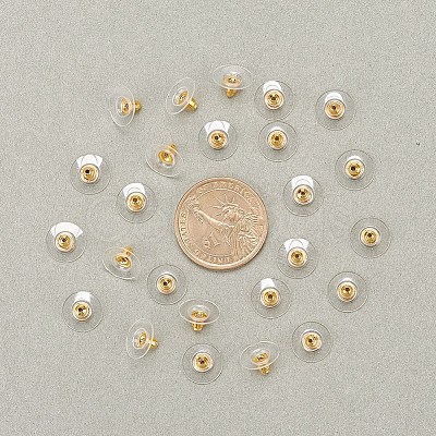 100 Pairs Brass Bullet Clutch Earring Backs KK-YW0001-32-1
