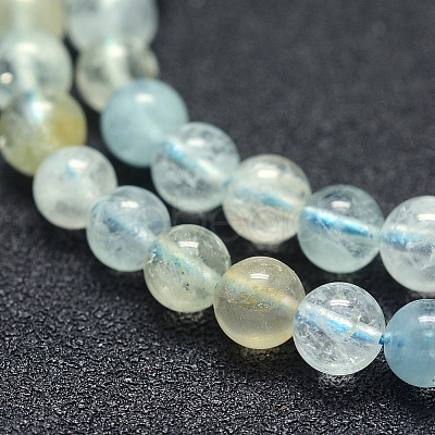 Natural Aquamarine Beads Strands G-P342-11-6mm-A+-1