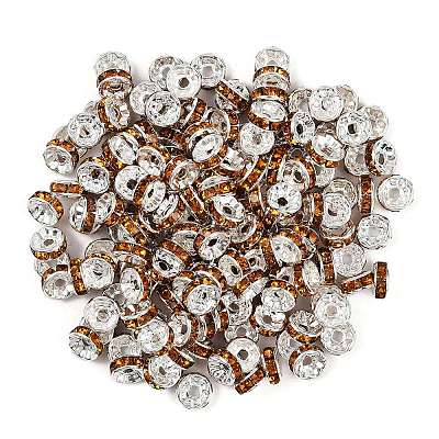 Brass Rhinestone Spacer Beads X-RB-A014-Z8mm-17S-1