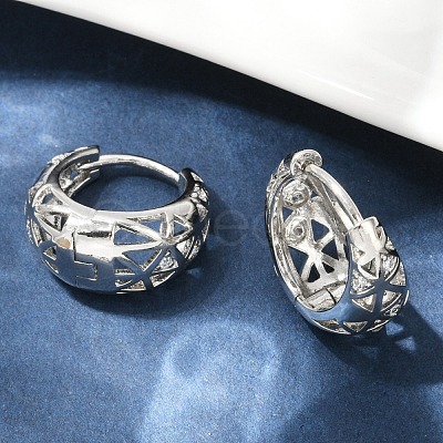Hollow Triangle Brass Micro Pave Clear Cubic Zirconia Hoop Earring EJEW-M082-12P-1