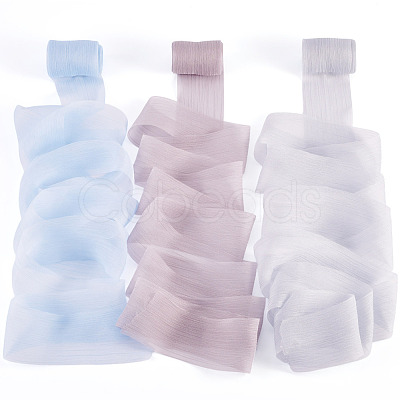 3 Rolls 3 Colors Wrinkle Polyester Ribbon OCOR-TA0002-98A-1