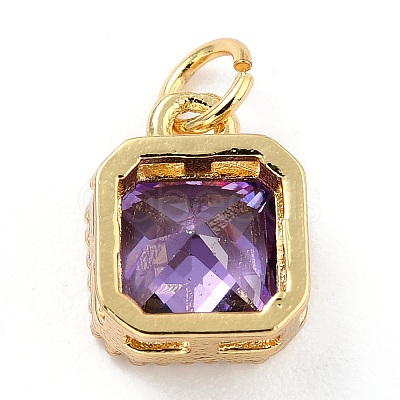 Real 18K Gold Plated Brass Inlaid Cubic Zirconia Charms ZIRC-L100-073G-05-1