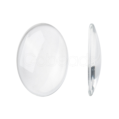 Transparent Oval Glass Cabochons X-GGLA-R022-35x25-1